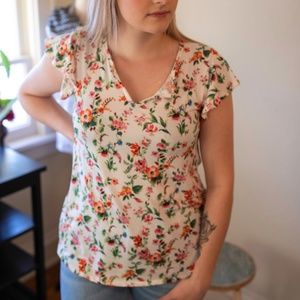 Floral Ruffle Short Sleeve